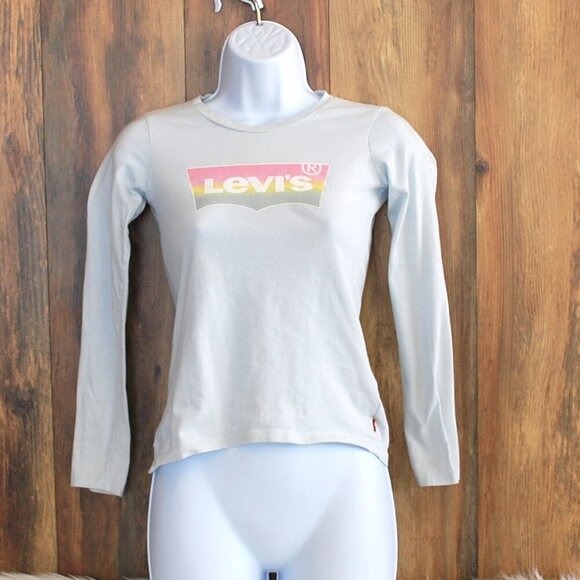 Levi's Long Sleeve Tee Shirt Girl's Size Medium Blue/Gray - Picture 1 of 3